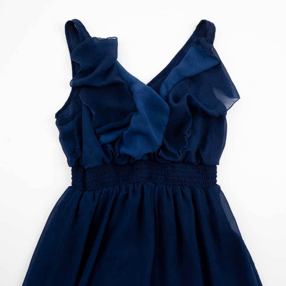 OLD NAVY blue sleeveless flutter v-neck full length floral dress size S - Picture 5 of 8